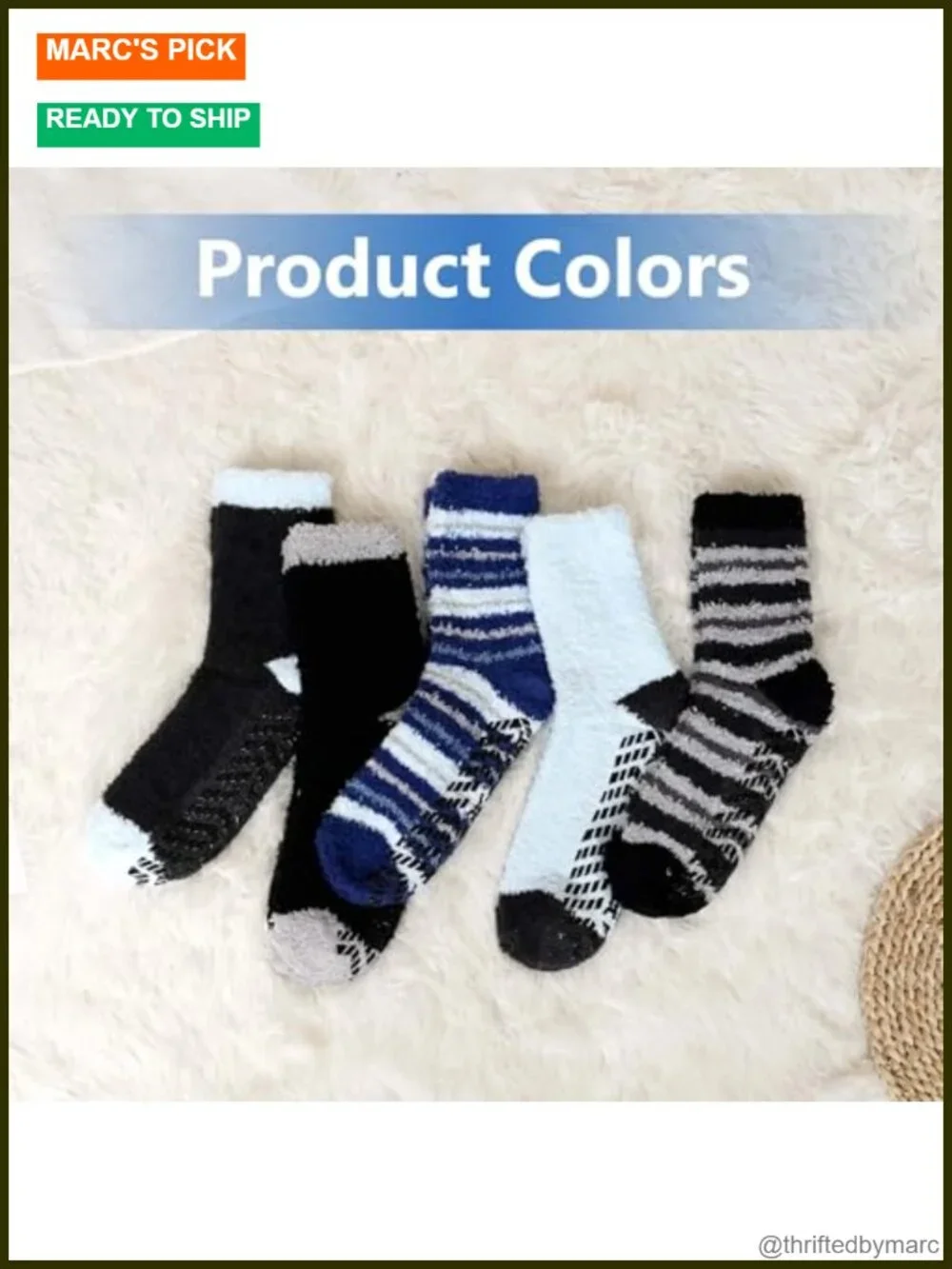 Fuzzy Socks with Grips Winter Thick Slipper Socks 5 Pairs
